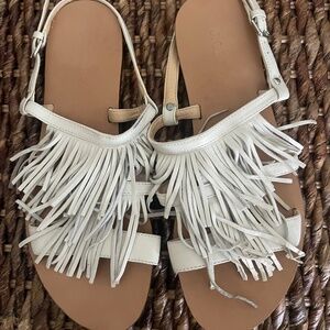 J Crew Fringe Slingback Sandals 7.5